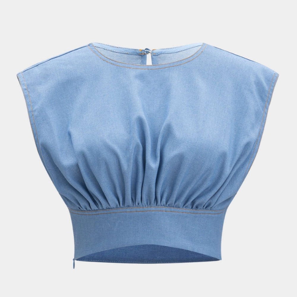 Blue Sleeveless Women's Top - Picture 3 of 16